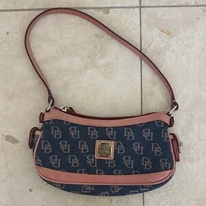 Dooney & Bourke Navy and Brown Shoulder Bag